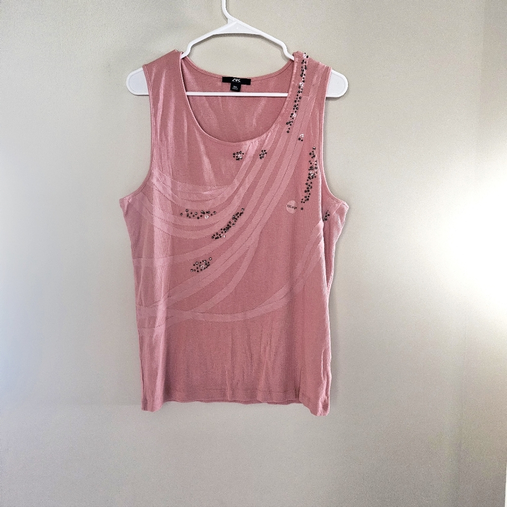 NWT Anne Klein Beaded Tank Top, Pink, Size XXL